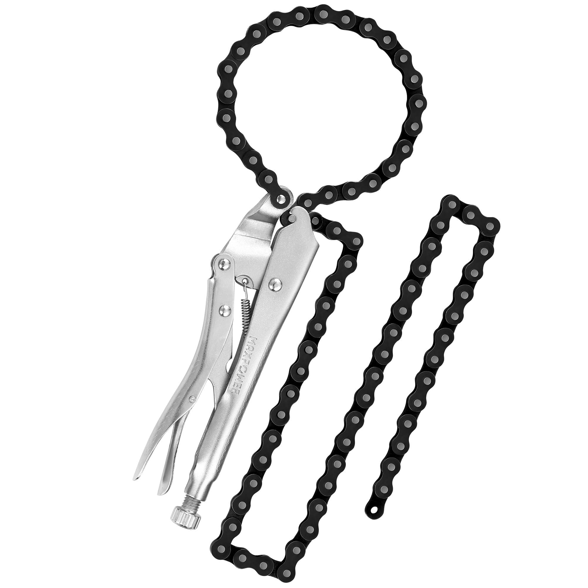 MAXPOWER Locking Chain Clamp, 9-Inch Locking Chain Pliers with 47.2” Chain, 14.2” Diameter, Quick Release