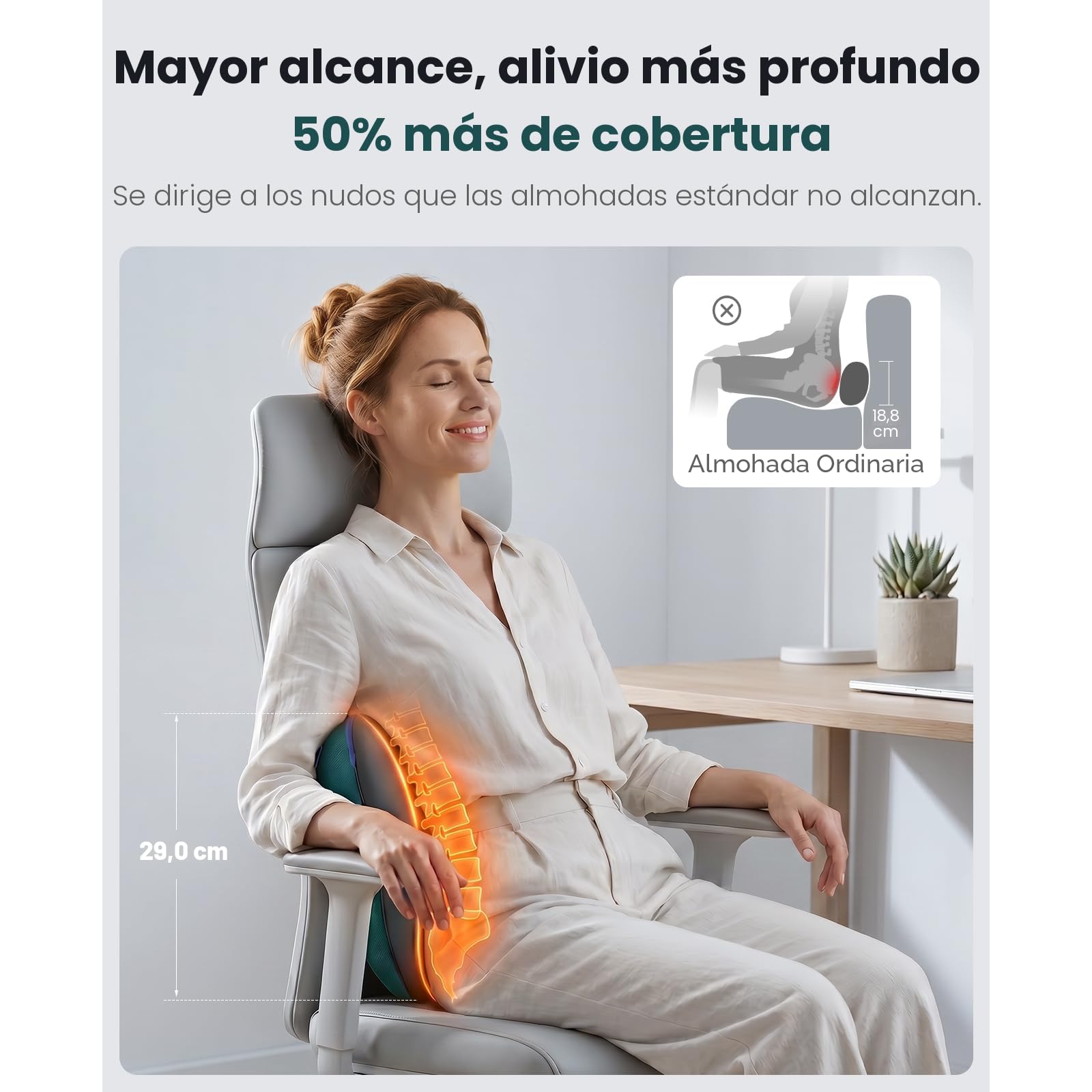 BOB AND BRAD EZBack Masajeador Cervical y de Espalda con Calor, Cojín de Masaje Shiatsu para Cuello, Hombros y Lumbares, Relajación en Casa y Oficina, Regalo Ideal