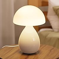 Vista 1 de Mushroom Lamp Small Vintage Table Light, Mini Modern Lamp Bedside Nightstand LED, Small Light Dimmable for Bedroom, Living Room, Ceramic Base Glass