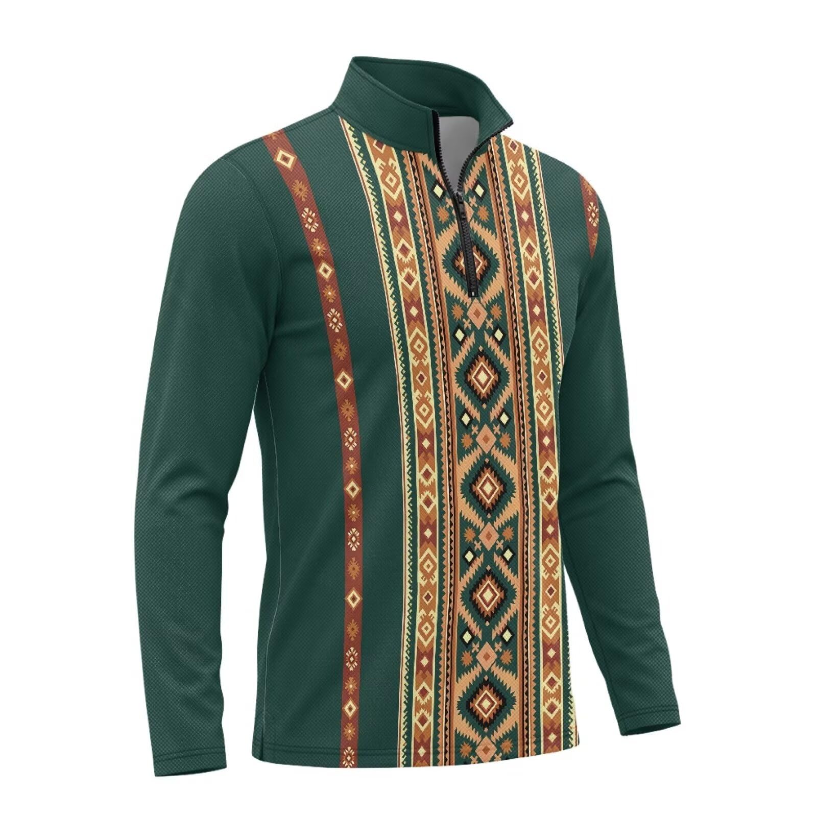 Camicia sportiva da uomo a maniche lunghe casual traspirante | Maglia da golf leggera con collo alto e cerniera a un quarto per campeggio, passeggiate, abbigliamento sportivo