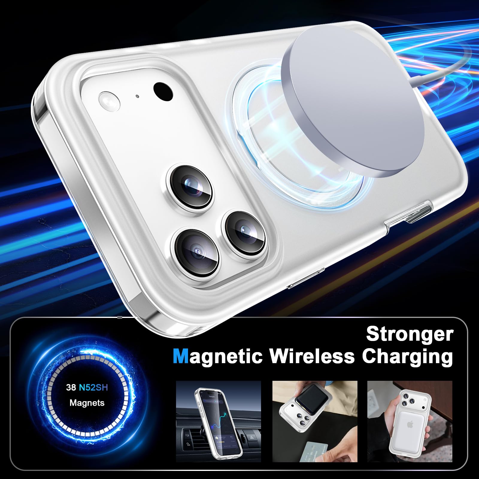 Custodia integrale antiurto per iPhone 17 Pro Max con supporto magnetico invisibile [compatibile con MagSafe] Protezione schermo integrata, protezione militare contro le cadute, copertura