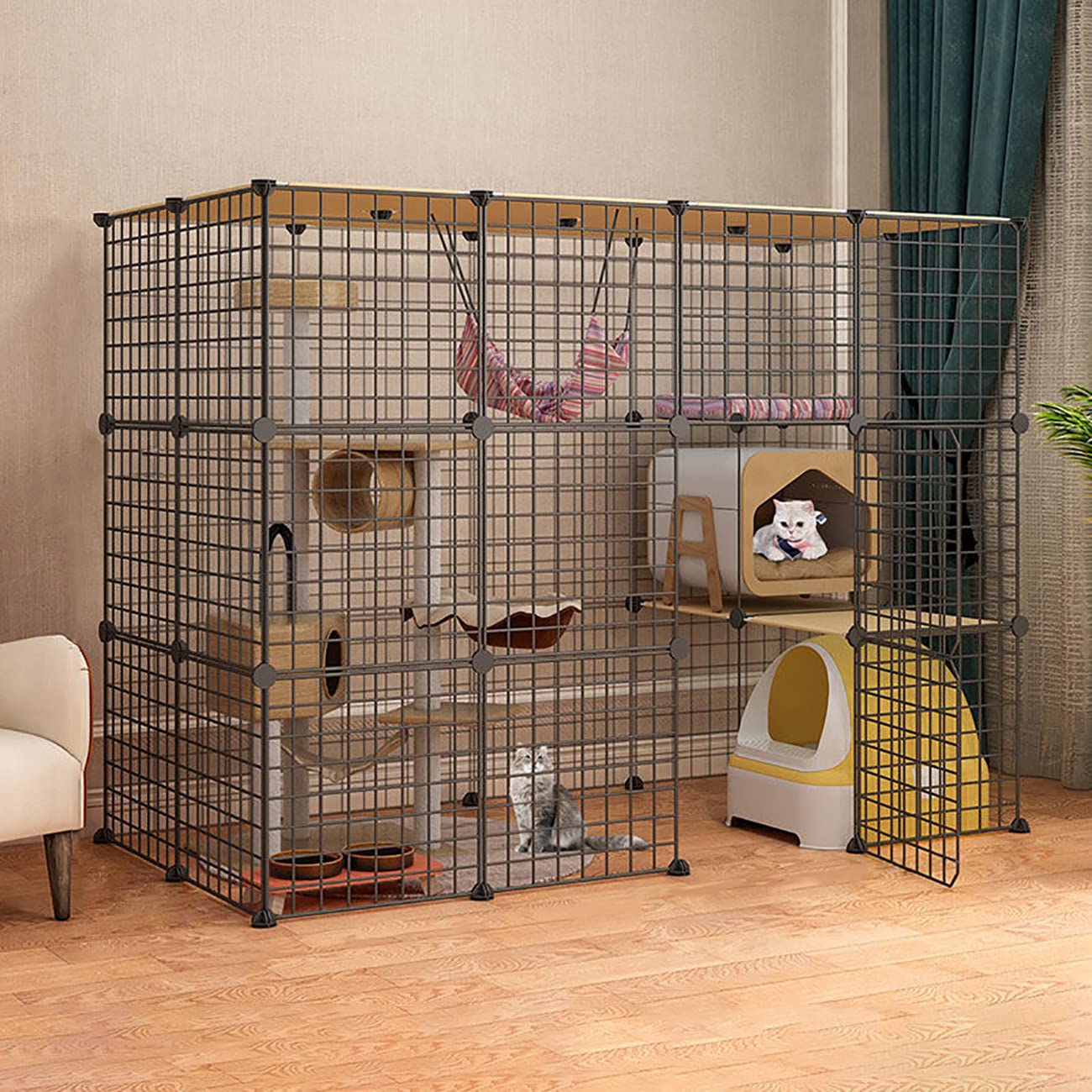 Amazon.co.jp: 猫ケージ 3段 猫用ゲージ大型 ペットケージ 折りたたみ