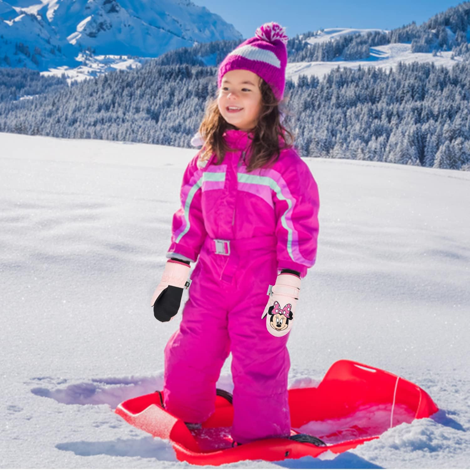 Miniatura 5 de Disney Guantes de Mickey Mouse para niños de 2 a 4 años, guantes impermeables para niños pequeños, guantes de nieve de Mickey para niños, guantes