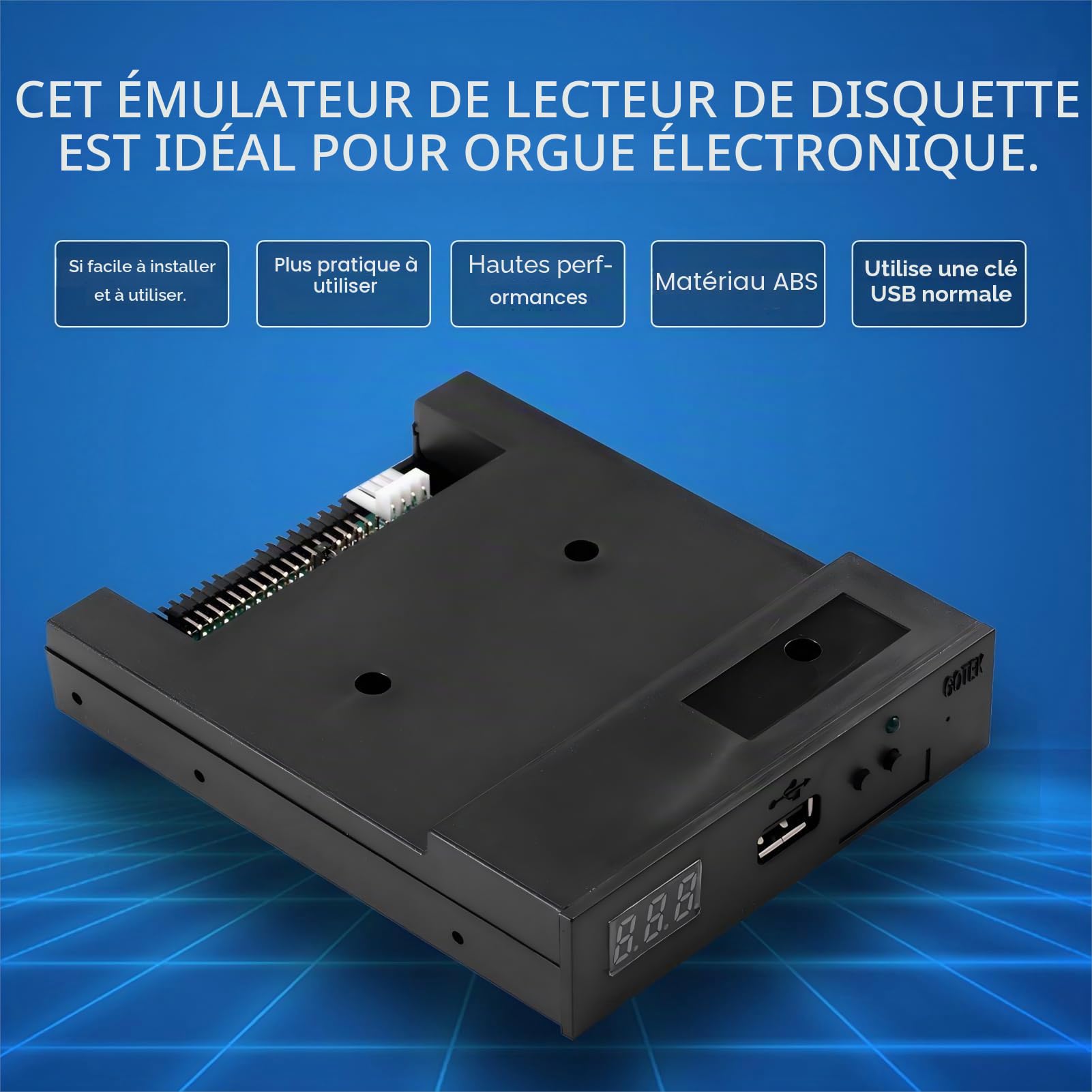 Émulateur de lecteur de disquette USB SFR1M44-U100 1,44 Mo 3,5" Floppy Lecteur de Disquette USB SSD Floppy Emulateur pour Clavier de Musique