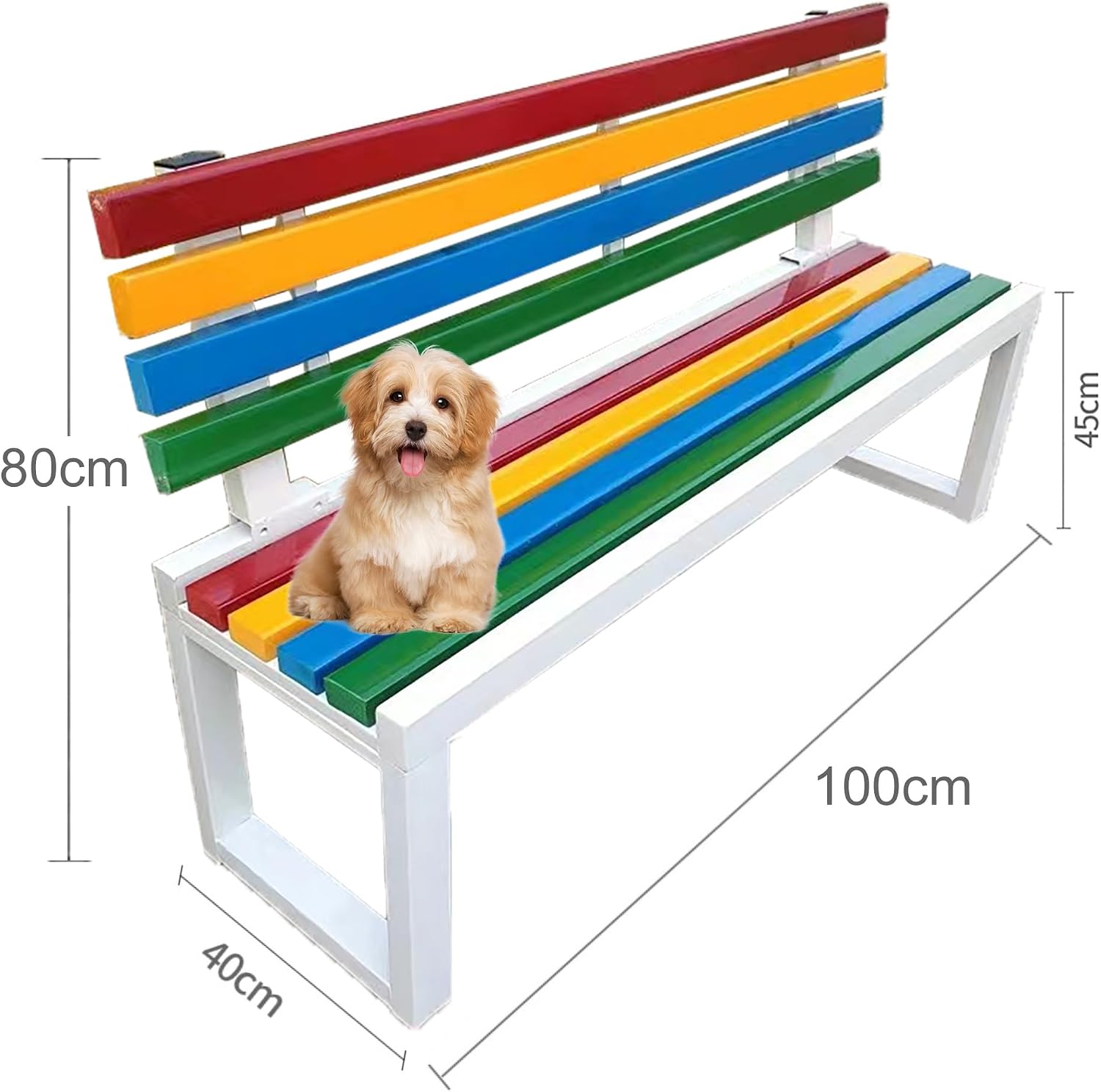 Outdoor Metal Bench for Garden, Patio Wood Bench with Ergonomic Backrest, Patio Dining Seating with Slatted Seat Furniture for Outside Park, Picnic, Yard, Front Porch Backyard Outside Decor ( Color :
