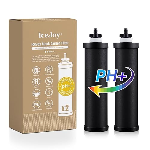 Varillas de carbono alcalinas (paquete de 2) para filtros de agua por gravedad Aumenta el pH hasta 9.2, reemplazo para filtros Berkey BB9-2 Black,