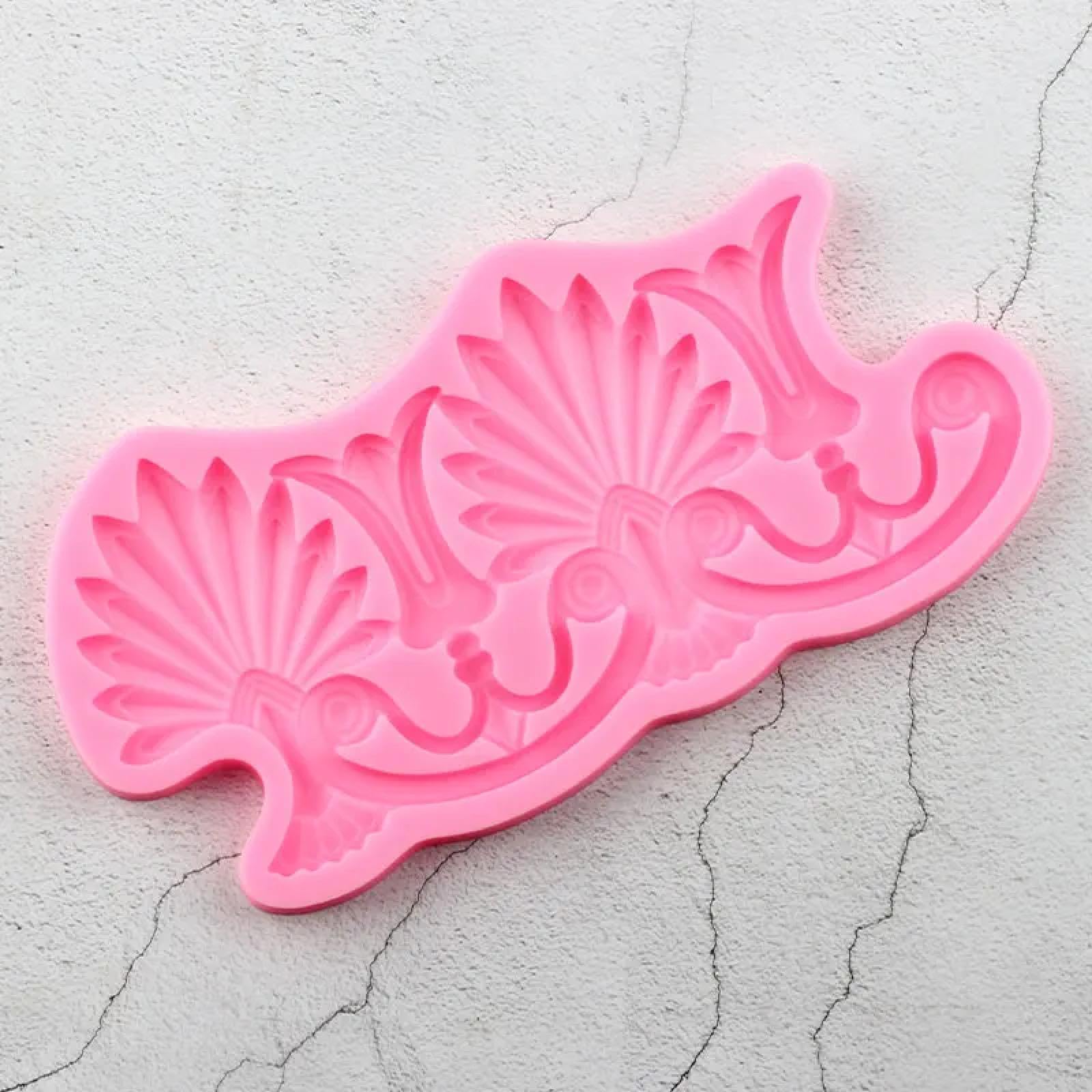 Moldes de silicona para manualidades, molde de chocolate, 21 x 10,4 cm, borde barroco europeo, molde de silicona para alivio de flores, decoración de cupcakes, fondant, herramientas de decoración de