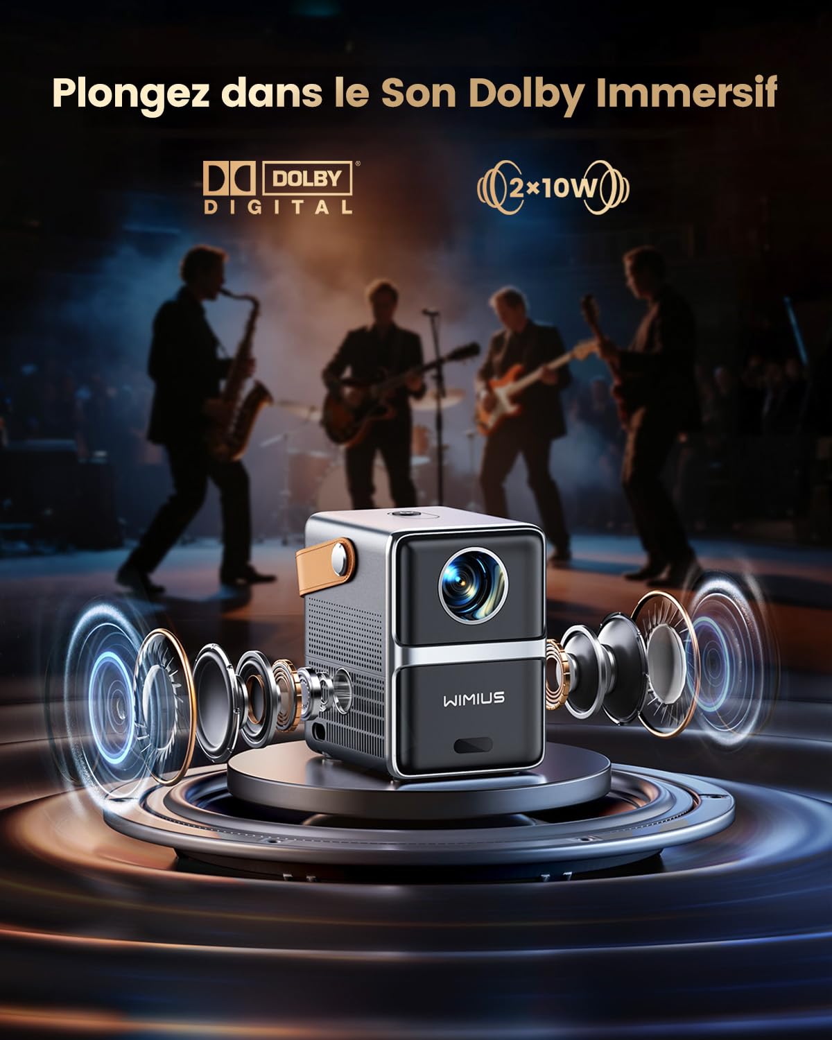 Mini Vidéoprojecteur 4K【Netflix Inclus/Dolby】 30000LM Projecteur Portable 4K Auto Keystone/E-Focus,Courte Focale Rétroprojecteur WiFi6 Bluetooth 1080P Projecteur Zoom 50% Home Cinéma/Extérieur/Arc