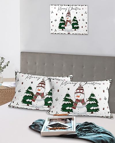 Miniatura 5 de Fundas de almohada de tamaño estándar de muñeco de nieve, 2 paquetes de fundas de almohada suaves para sofá, funda de cojín lumbar de cuerpo largo