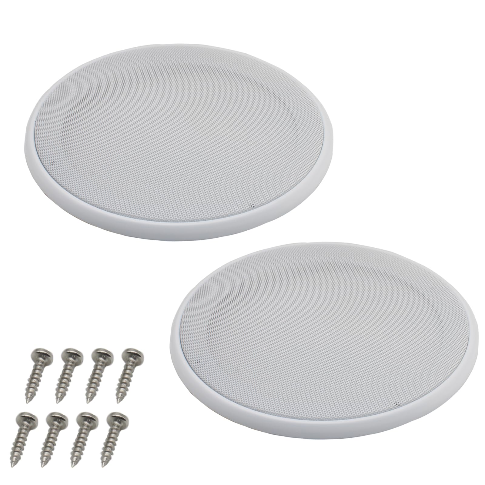 2pcs Round Ceiling Speaker Grill Covers for 8 Inch Speaker with Screws(White)