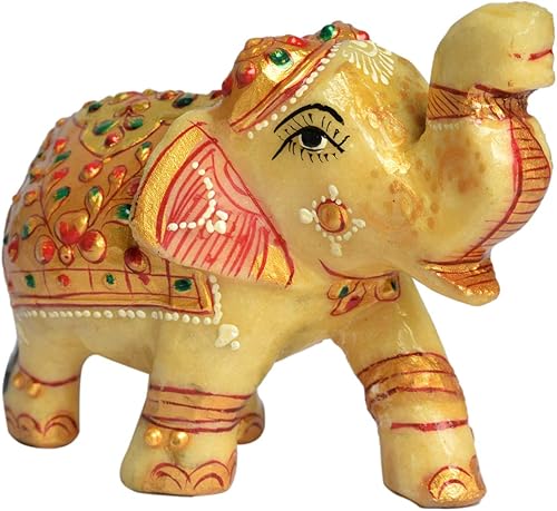 GEMHUB Estatua de elefante de jade amarillo tallada de aproximadamente 1862.50 quilates para decoración del hogar y propósito de regalo