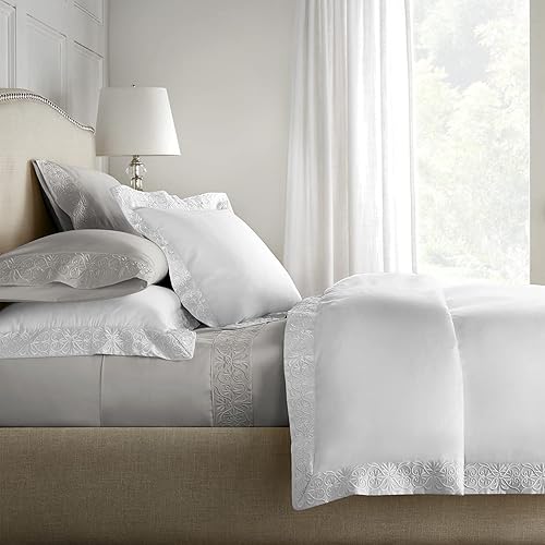 Miniatura 5 de Pure Parima - Juego de sábanas de lujo bordado de alta gama de 100% algodón egipcio certificado, fibras extralargas, frescas, transpirables, ultra