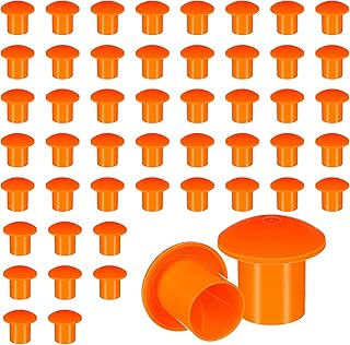 50 PCS Rebar Cap, Mushroom Rebars End Caps, Plastic Rebars Safety Cap,Construction Safety Caps, Fit for Concrete Stakes Rebar #3-#7, 3/8-1 inch, Orange