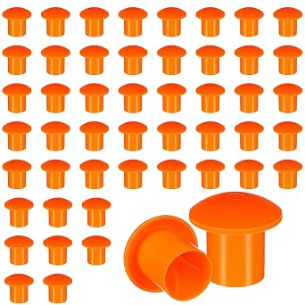50 PCS Rebar Cap, Mushroom Rebars End Caps, Plastic Rebars Safety Cap,Construction Safety Caps, Fit for Concrete Stakes Rebar #3-#7, 3/8-1 inch, Orange