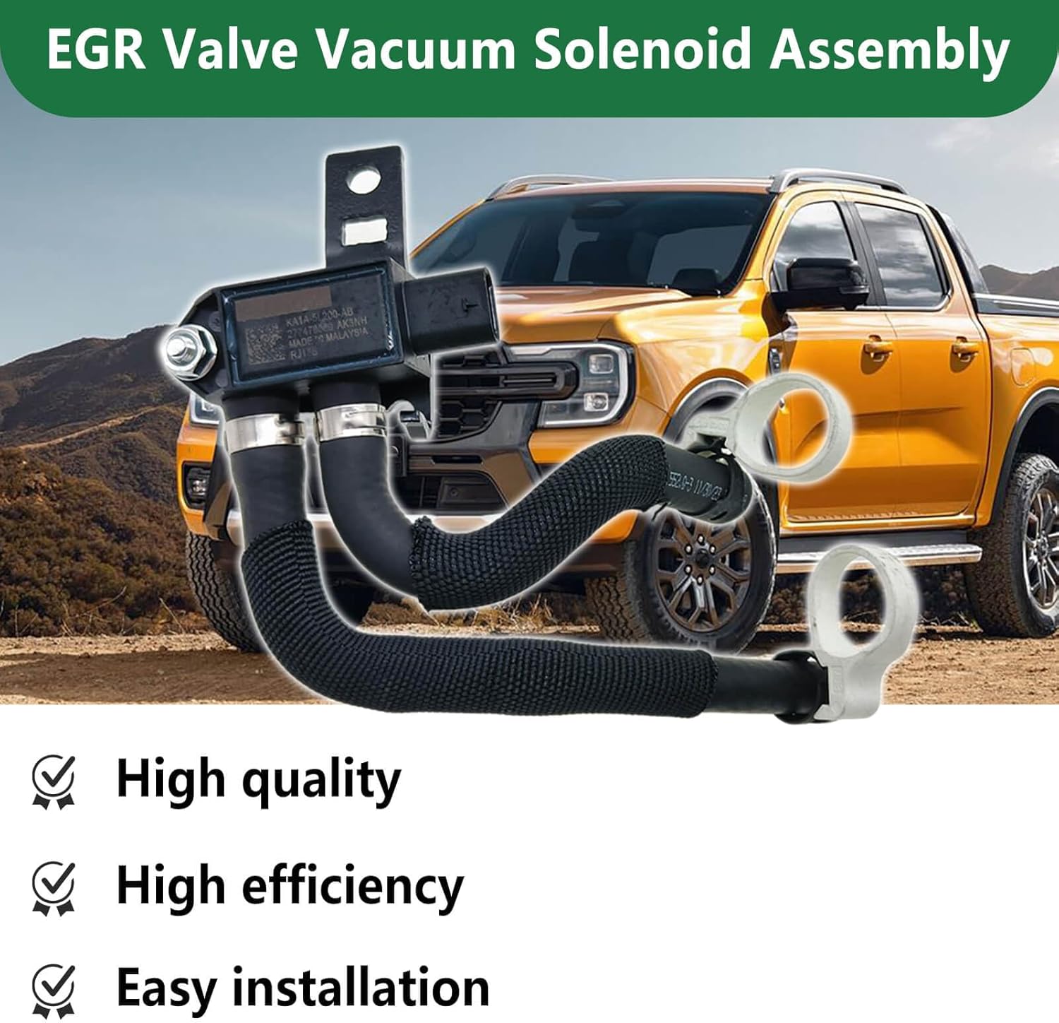 EGR Valve Vacuum Solenoid Assembly Compatible with Ford Ranger 2020-2024, Bronco 2021-2024, Explorer 2020-2024 | Recirculation Valve Replace LB5Z-9J433-B, LB5E-9J433-AC, LB5Z-9J433-A