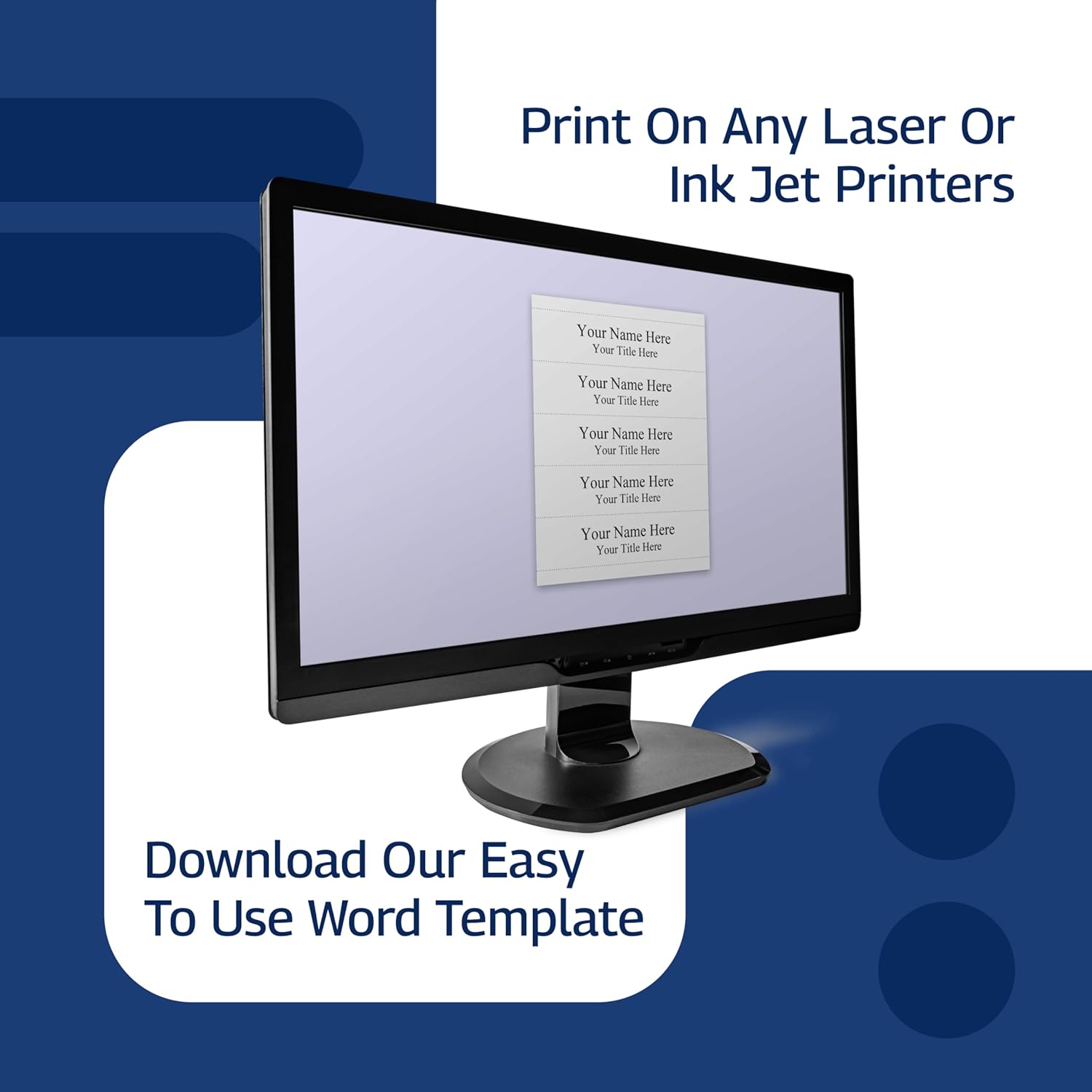 100-Pack 8.5" x 11" Cardstock - White Perforated Card Stock - Name Plate Insert Sheets - Blank Printable Name Tags for Office Use, Desks, Classrooms, & Events By Plastic Products Mfg