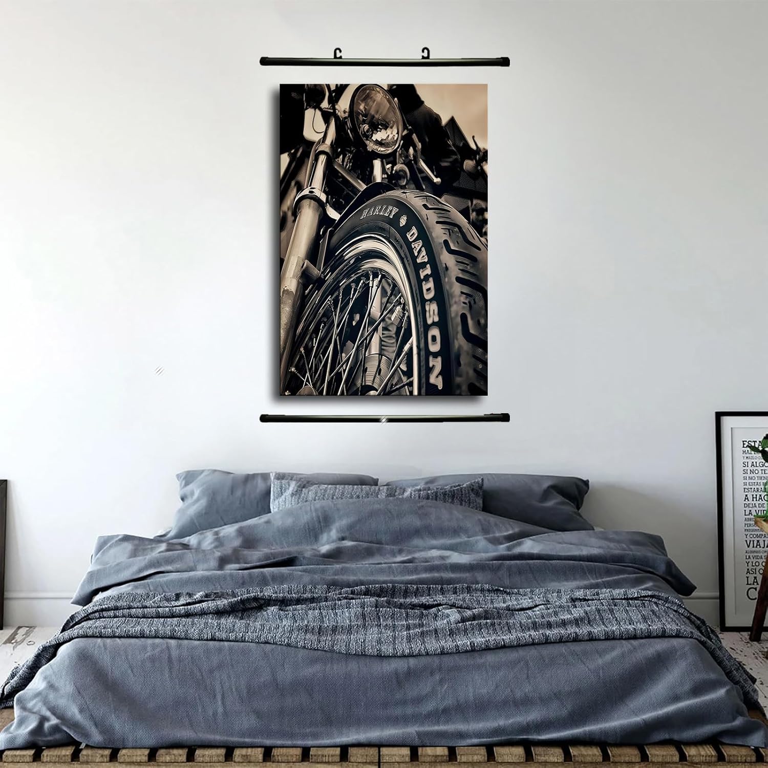 ZofTig Black and White Retro Motorcycle Wall Art Poster Canvas Wall Art Picture Print Modern Home Bedroom with Frameless Decor (Unframed,24×36inch)