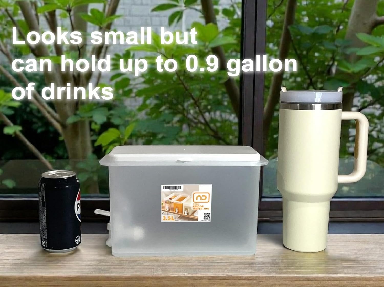 NDBOX Slim Fridge Jug with Faucet for Water, Iced Tea, Fruit Juice, Softdrinks, Milk, Beverages Dispenser - Hot or Cold Drinks for Parties - Spacesaver 3.5L or 0.92Gal Container (White Jug 1pc) - Image 3