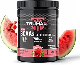 TRUMAX Ultra BCAAs + Electrolytes Powder | 5.5g BCAAs | Muscle Growth | Workout Performance | Watermelon Flavour | 30 Servings (30 Servings (Pack of 1), Watermelon)