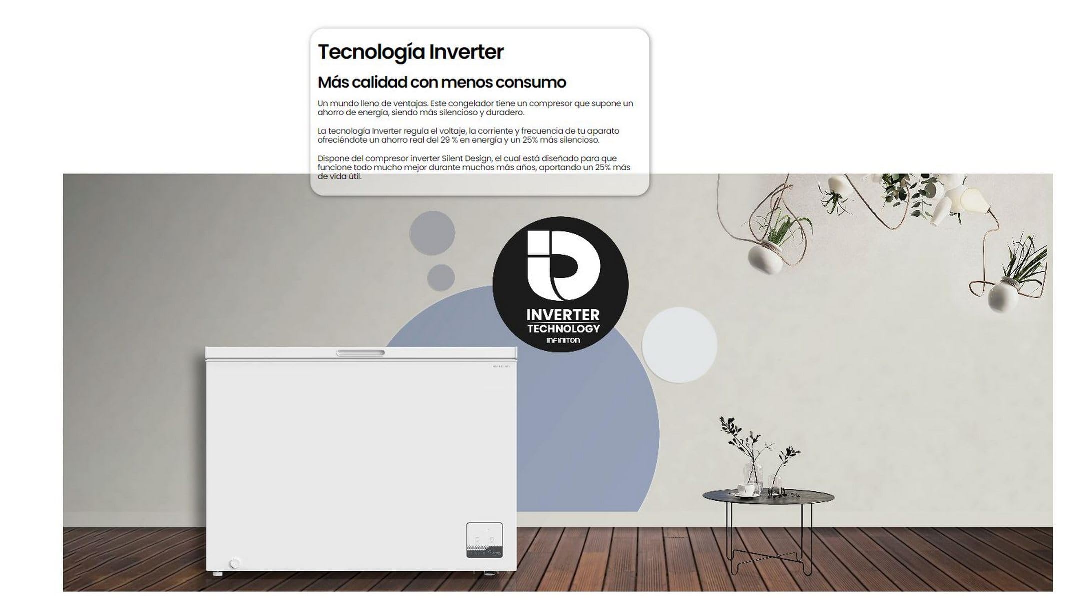 INFINITON Congelador Horizontal CH-70H86WEH, 700 Litros, 188 cm de Ancho, Inverter, FAST FREEZING, Cesto auxiliar de almacenamiento, E, Blanco