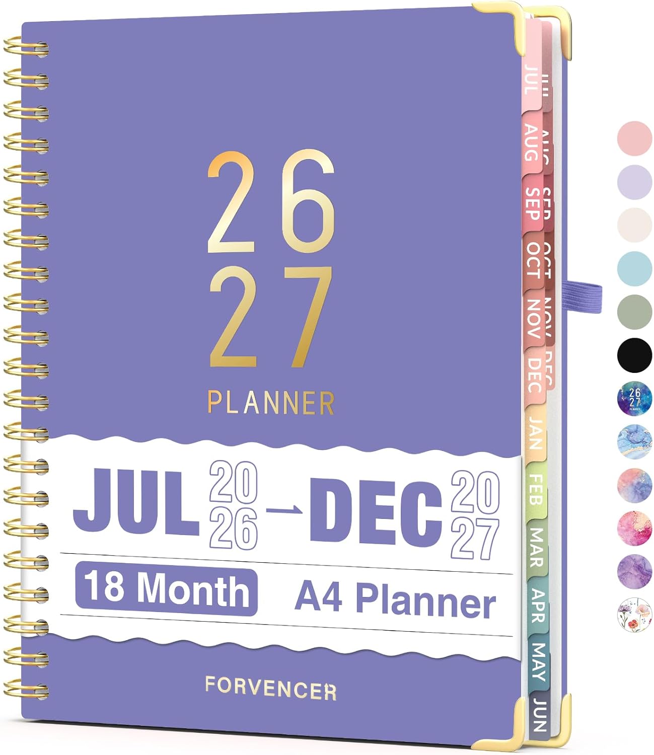 Jul 2026 - Dec 2027 Planner, Forvencer 18 Month Academic Planner 2026-2027, 8.5" x 11", Calendar Planner Weekly and Monthly, Daily Agenda Book, School Supplies for Student Teacher, A4, Dark Purple
