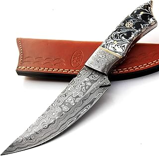 PAL 2000 HUNTING KNIVES KNI-9399 Handmade Damascus Steel Bowie Knife With Leather Sheath - PAL 2000 KNIVES