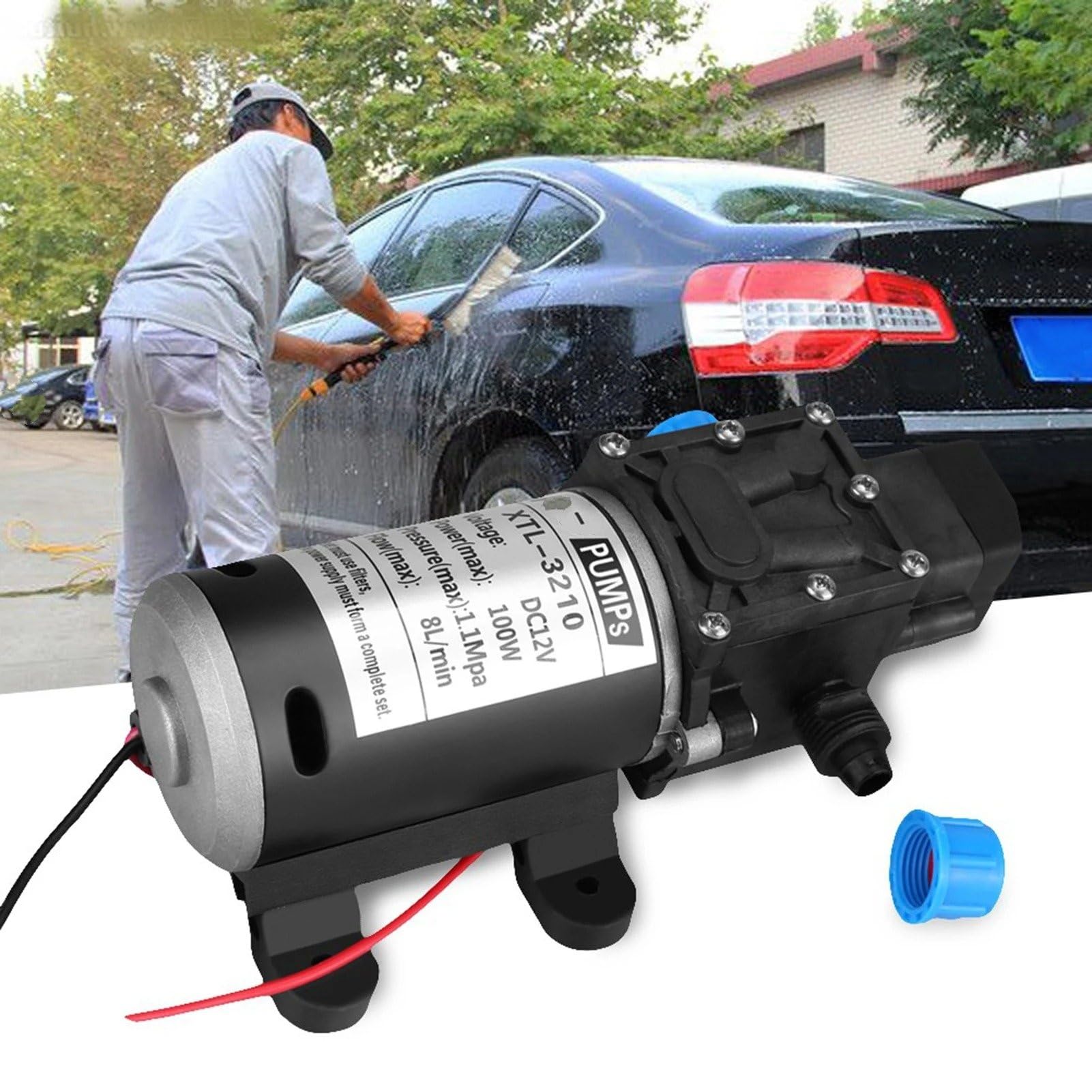 Bomba De Agua 12V DC 100W 8L/Min 160Psi Para Bomba De Agua Autocebante De Diafragma De Alta Presión Para Lavado Bombas Refrigerante