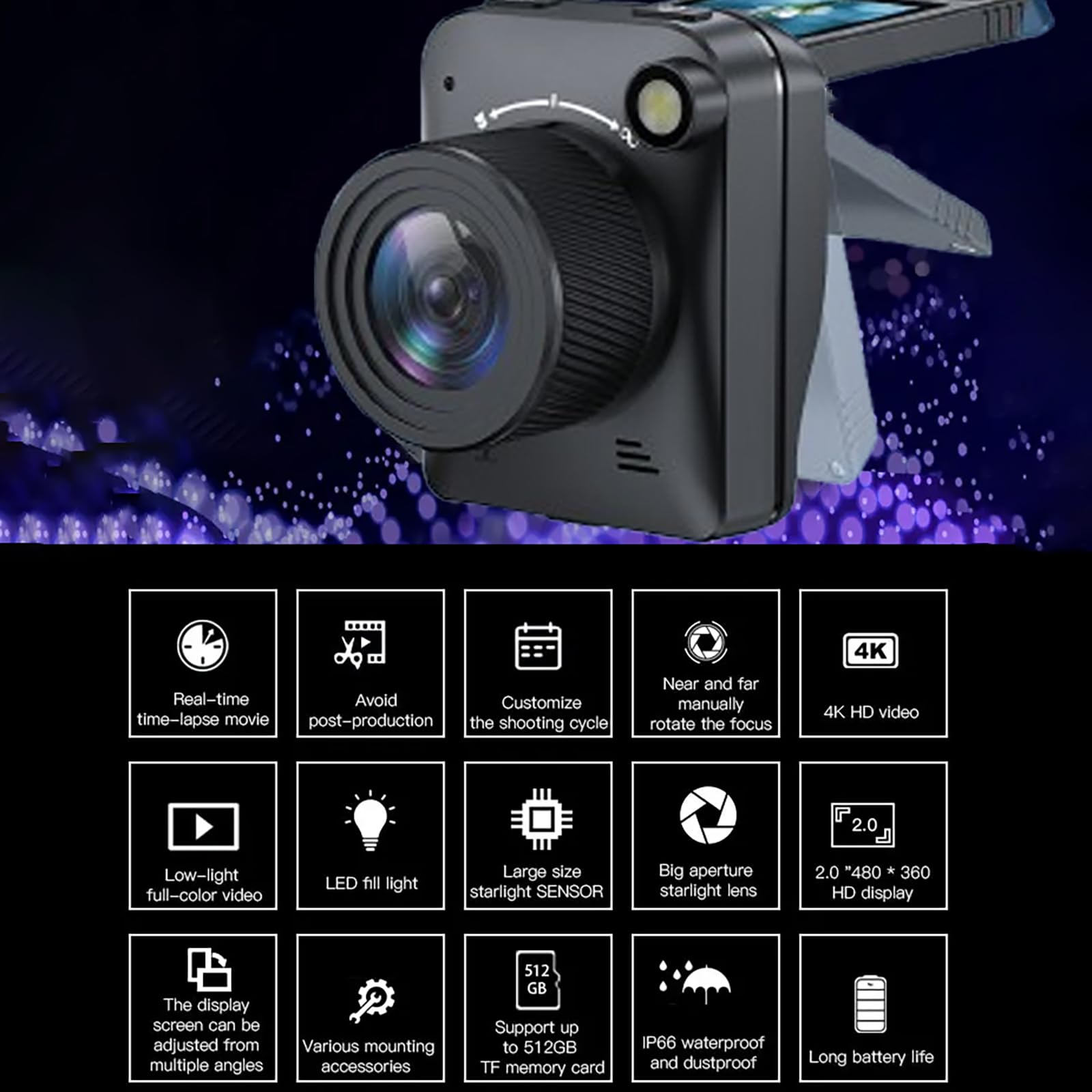 Amazon.co.jp: WGFXYBFY 4K HD タイムラプスカメラ、屋外&屋内使用
