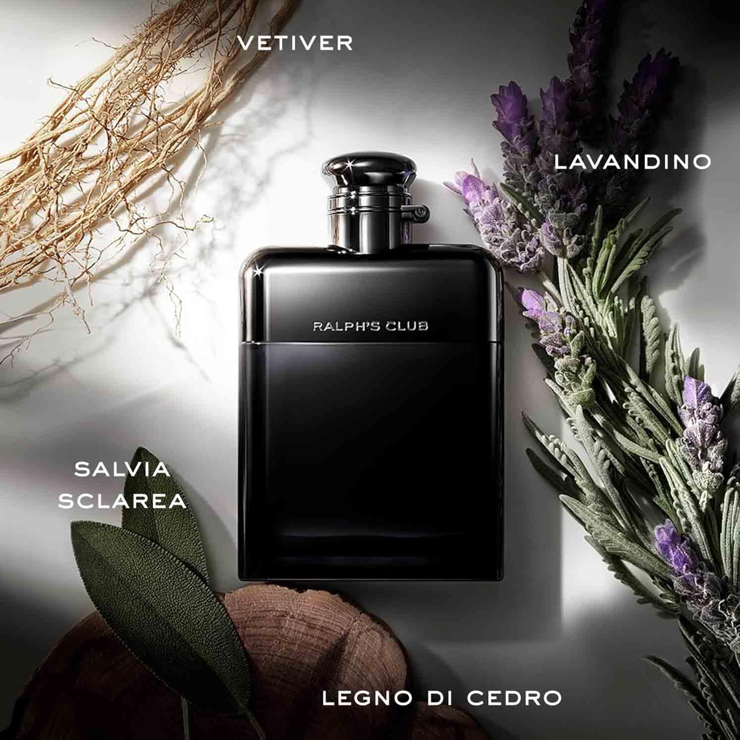 Ralph Lauren Ralph's Club Eau de Parfum Uomo, Colonia Uomo, Fragranza Legnosa, Elegante e Sofisticata, Note di Lavanda, Salvia e Legno di Cedro, Intensità Media, Profumo di Lusso da Uomo