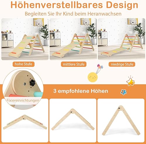 Miniatura 5 de COSTWAY Climbing Triangle with Slide, 7-in-1 Indoor Climbing Frame from 3 Years, Foldable & Height-Adjustable, Indoor Playground Freely Combinable