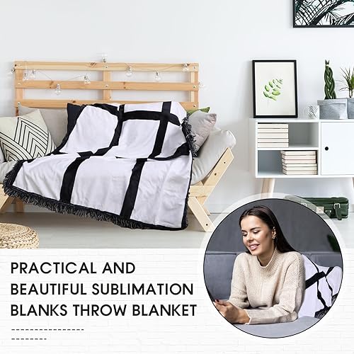 Miniatura 3 de Kinlop 5 mantas de sublimación en blanco de 59 x 40 pulgadas para prensa de calor, manta impresa para bebé, manta de franela suave personalizada con