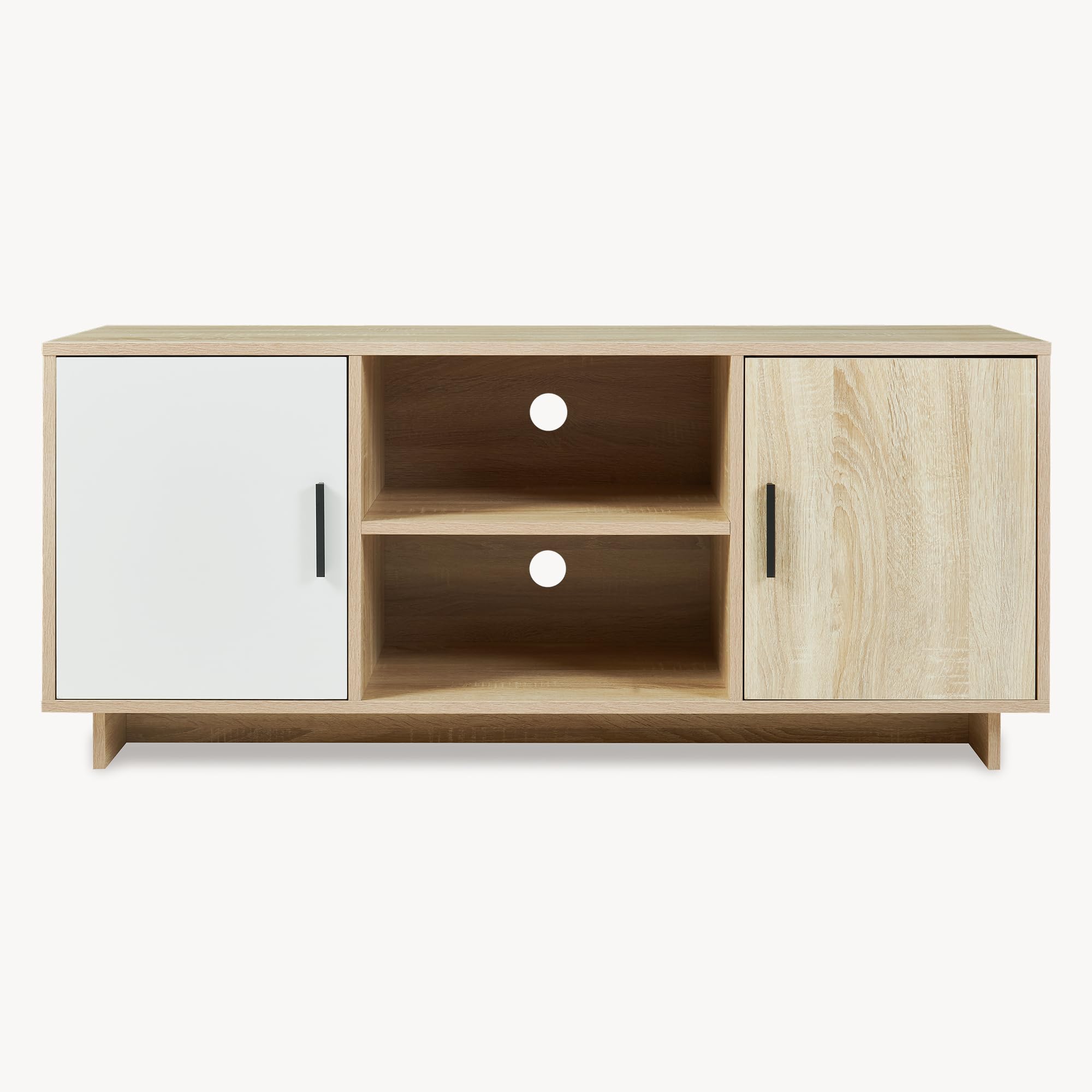 [en.casa] Mobile Porta TV a 2 Ante e Scomparti Aperti Supporto Televisore Stand Multimediale Credenza Bassa per Soggiorno Studio Living 120x39x52 cm Effetto Rovere Sonoma/Bianco