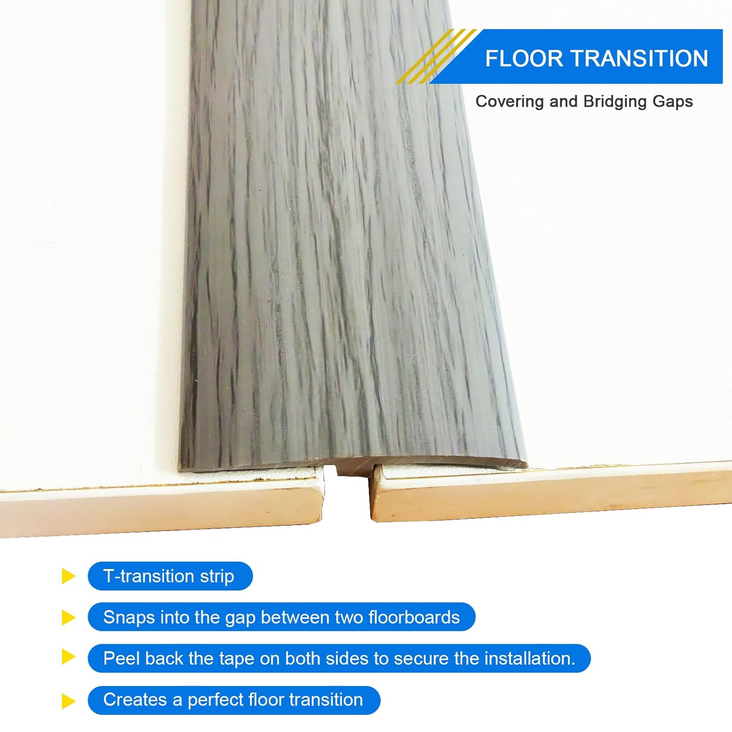 Flexible PVC T-Molding Transition Strips for Hard Wood Floor,Laminate,Tile,LVP. Self-Adhesive Vinyl Flooring Edging Trim 20ft,Wood Grain C
