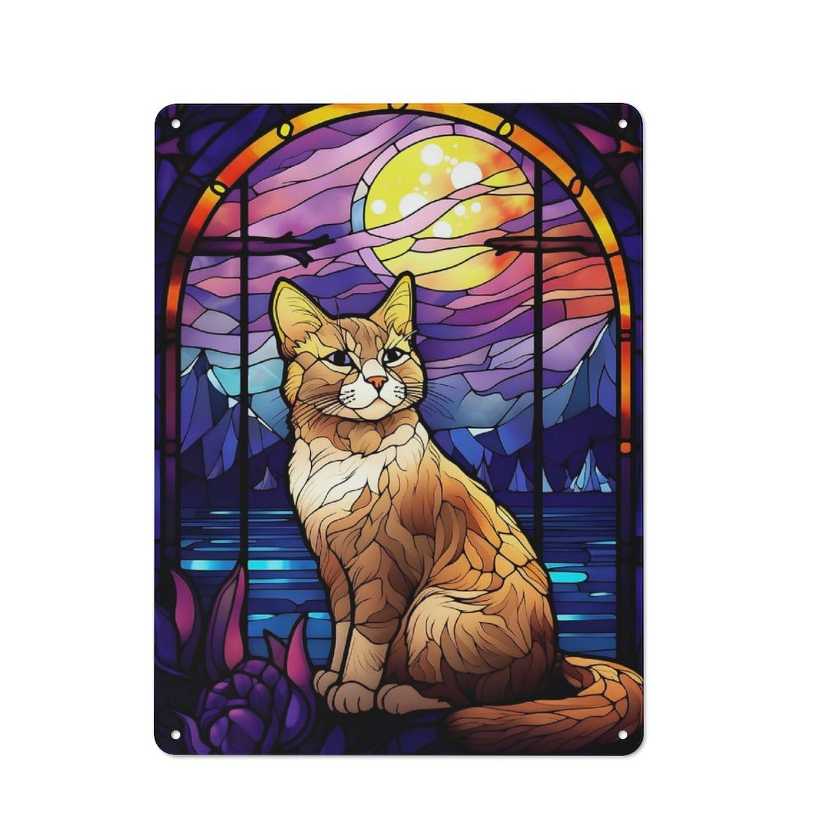 Abstract Japanese Bobtail Decorative Metal Plaque 40x30cm, Garage Style Shed Wall Plaque for Workshop, Basement, Shed Or Games Room