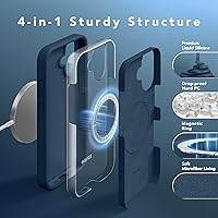 Vista 1012 de GONEZ Funda de silicona para iPhone 15 Pro Max, compatible con Magsafe, protector de cámara + protector de pantalla, forro de microfibra suave Negro