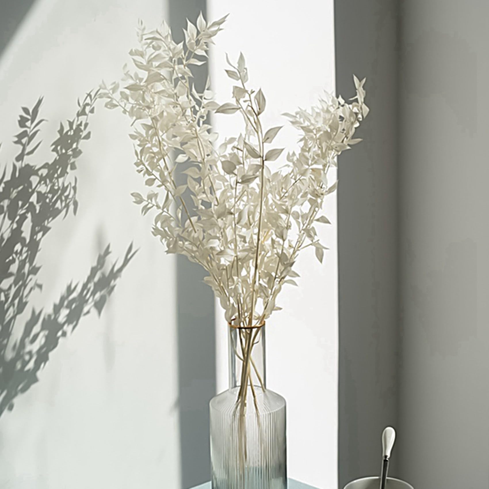 24 Pièces 45 cm Séchées pour Toujours Conservées Ruscus Fleurs Bricolage Décoration Florale Bouquet de Fleurs Sèches pour Mariage Décor à