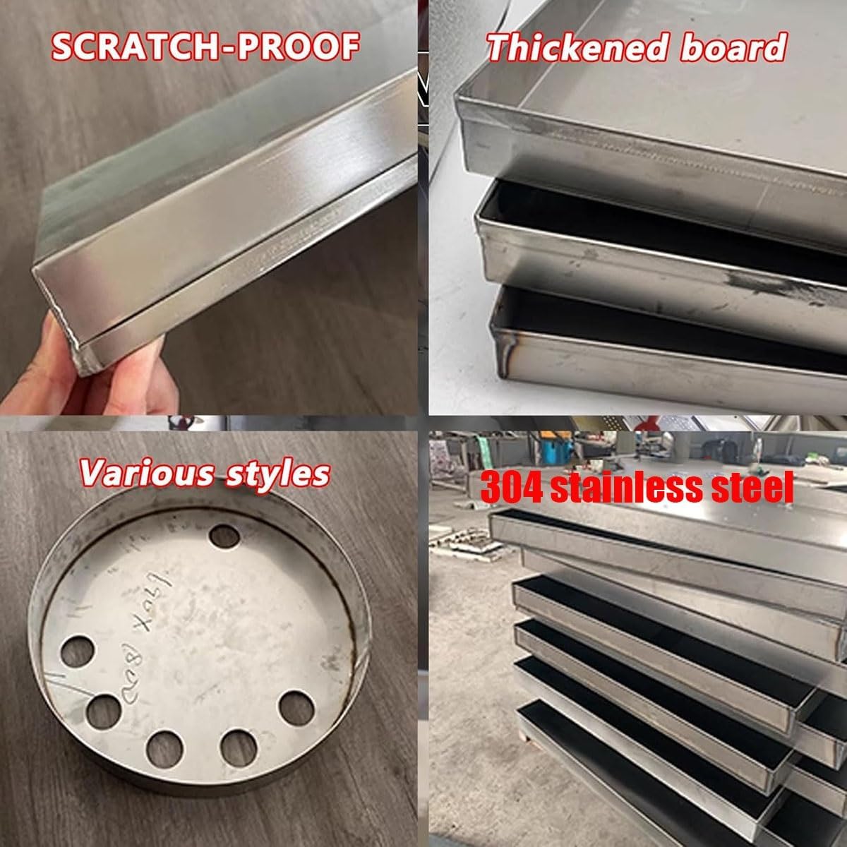 Heavy-Duty Galvanized Steel Drain Pan,Rust-Resistant HVAC Condensate Pan,With Hole Option, air Conditioner Washing Machine Flower Pots Garage Leak Prevention(20x60cm(8x24in))