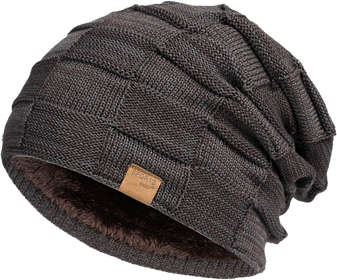 Slouchy Beanie for Men Winter Hats for Guys Cool Beanies Mens Lined Knit Warm Thick Skully Stocking Binie Hat