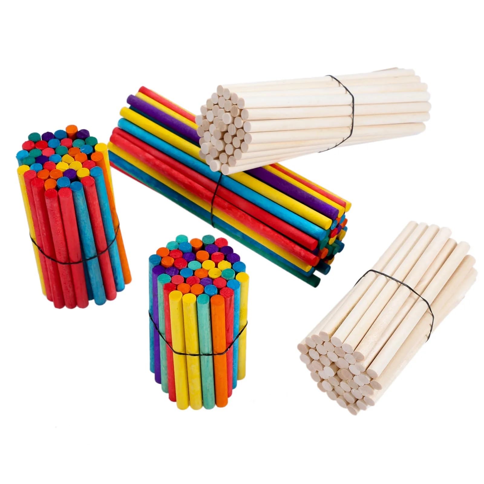 Ręcznie wykonane drewniane patyczki, 50 szt. drewnianych prętów i kołków do majsterkowania, budowy modeli stolarskich(Multi colored)