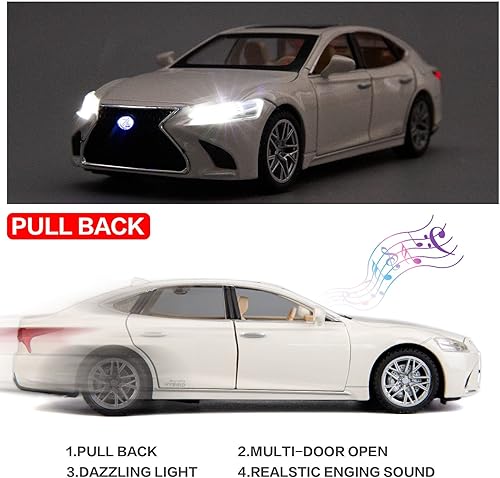 Miniatura 2 de BDTCTK 132 compatible con el modelo Lexus Ls500h, auto de juguete de aleación de zinc con sonido y luz para regalo de niños y niñas (marrón)