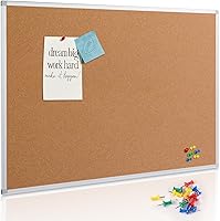 Board2by 48x36 Large Cork Bulletin Board - Silver Aluminum Frame Wall Mounted Notice Pin Board with 15 Push Pins for Office Home School
