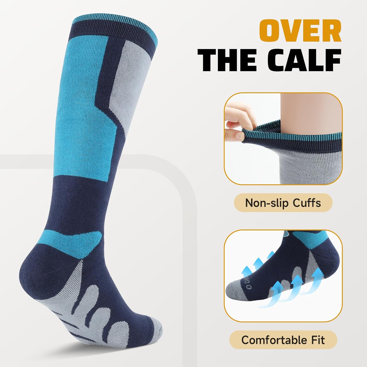 Ski Socks, 2/3 Pairs for Skiing, Snowboarding, Outdoor Sports - Thermal Knee-High Warm Socks for Men, Women, Youth - Image 4