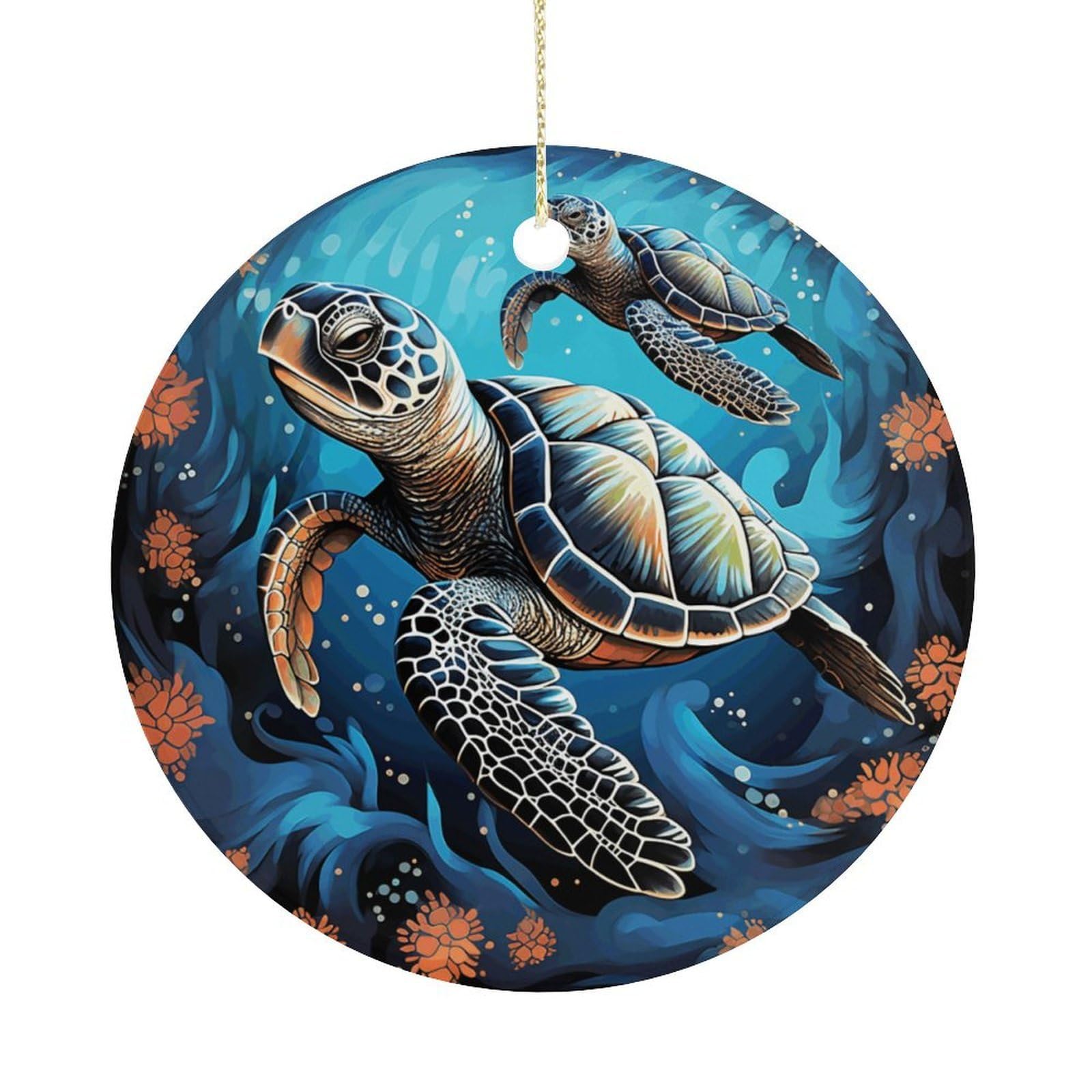 Adfgyerh Women's Style Sea Turtle Boho Hanging Ceramic Ornaments, Christmas Tree Decorations, Funny Home Decor Gifts For Sisters & Work Best Friends