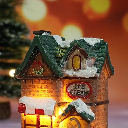 Lyla Vintage Style Christmas Village House Cabin Figurine Warm Light Table Decor D Christmas Decorations Items for Home | Christmas Gifts | Christmas Decoration Items | Christmas Lights