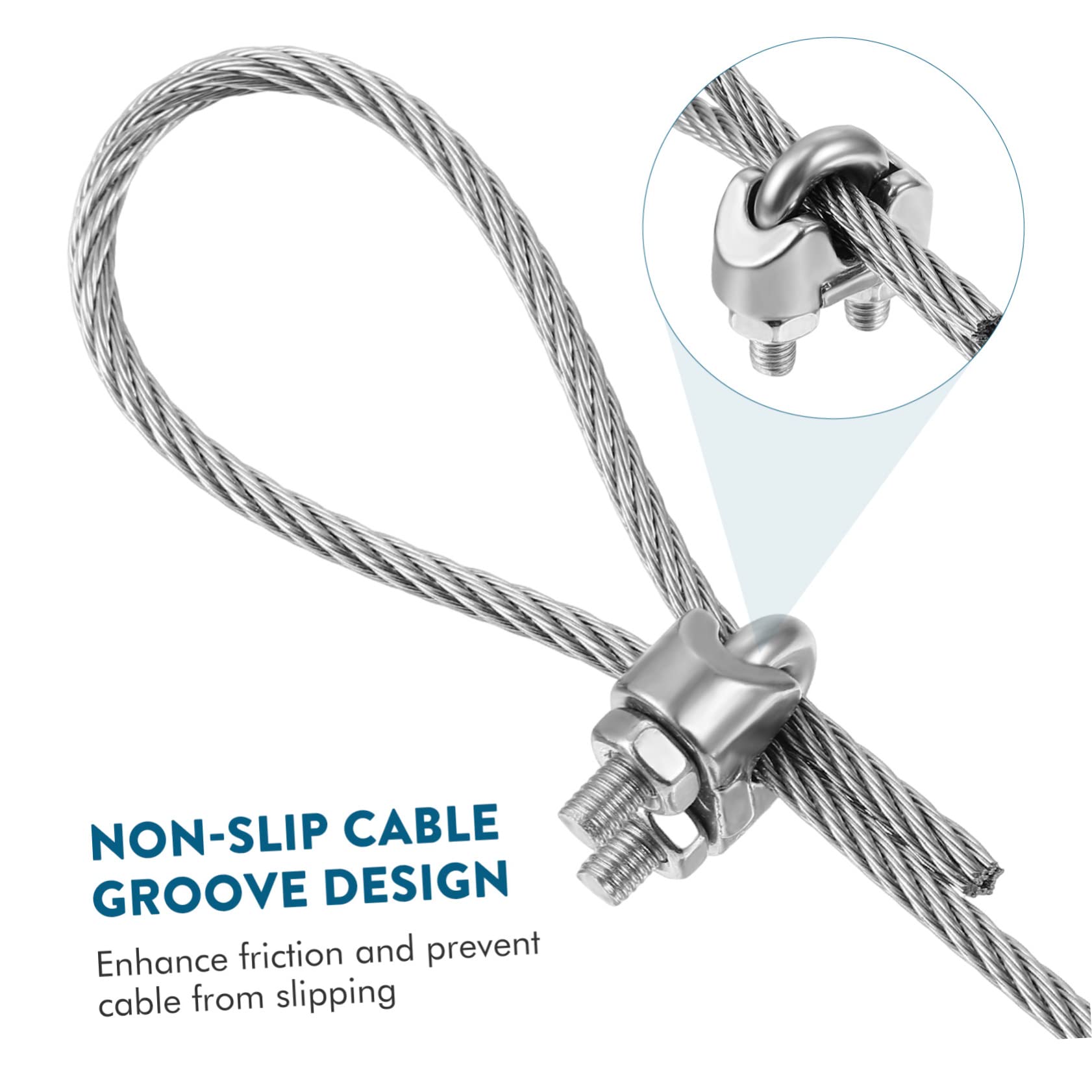 MUSISALY 1 Set M3u Type Chuck Tension Wire with Clips Fence Kit Wire Rope Clips Cable Clip Tinsel Kit Wire Kit Clothesline Clips Rigging Ropes Fastener Clamps Steel Wire: Stainless Steel