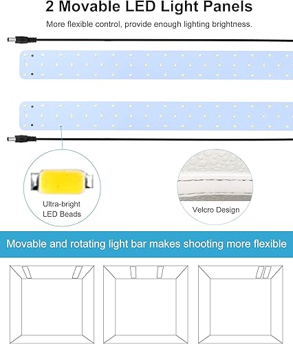 Miniatura 6 de PULUZ Caja de luz fotográfica de 24 x 24 pulgadas, caja de luz grande para estudio fotográfico, caja de fotografía LED regulable profesional, caja
