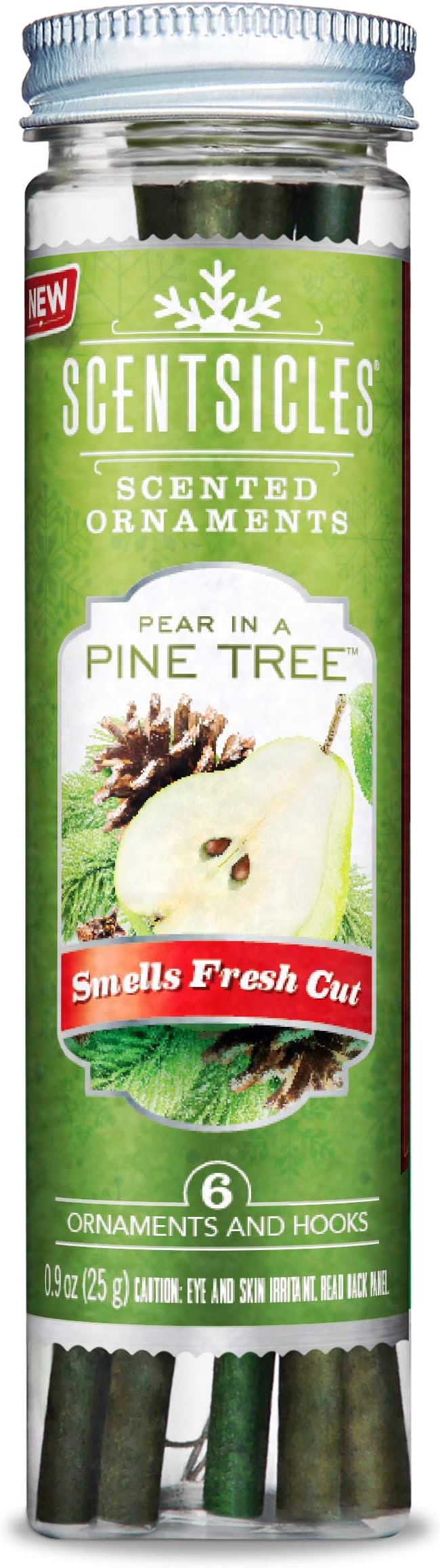 ScentsiclesScented Ornaments, Includes 6 Ornaments and Hooks (Pear in a Pine Tree)