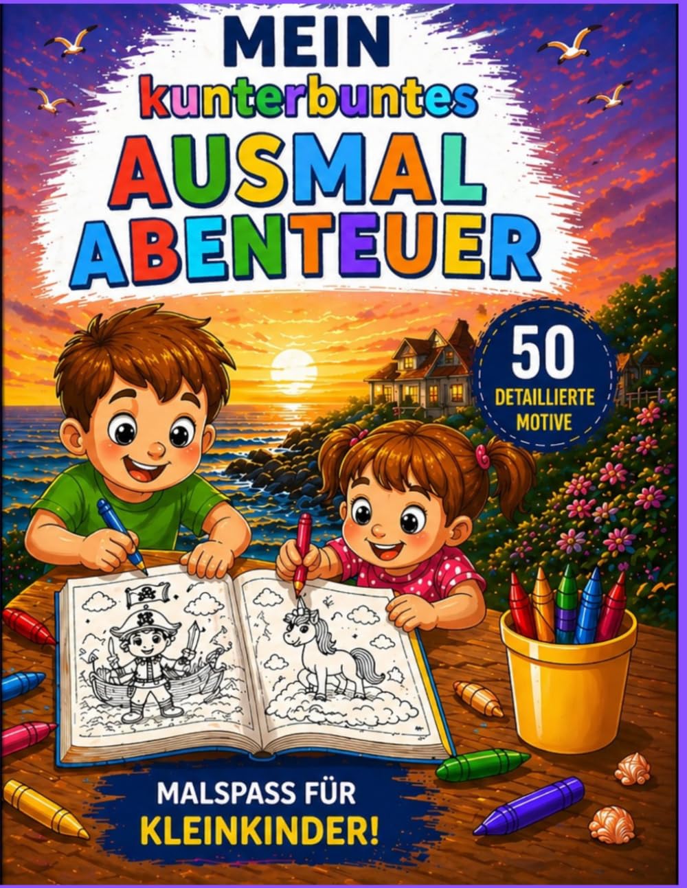 Mein kunterbuntes Ausmal-Abenteuer: Tiere, Fahrzeuge, Märchen & mehr – Einfaches Ausmalbuch für Kinder ab 2 Jahren