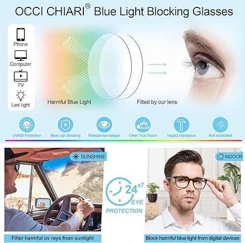 Miniatura 9 de OCCI CHIARI Lentes de lectura bifocales de transición para hombres XL con bloqueo de luz azul