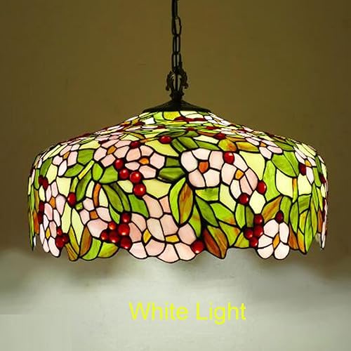 Miniatura 5 de Reemplazo de pantalla de lámpara de 20 pulgadas, solo lámpara de vitral Tiffany, diseño floral, rojo, verde, rosa, azul, amarillo, apto para lámpara